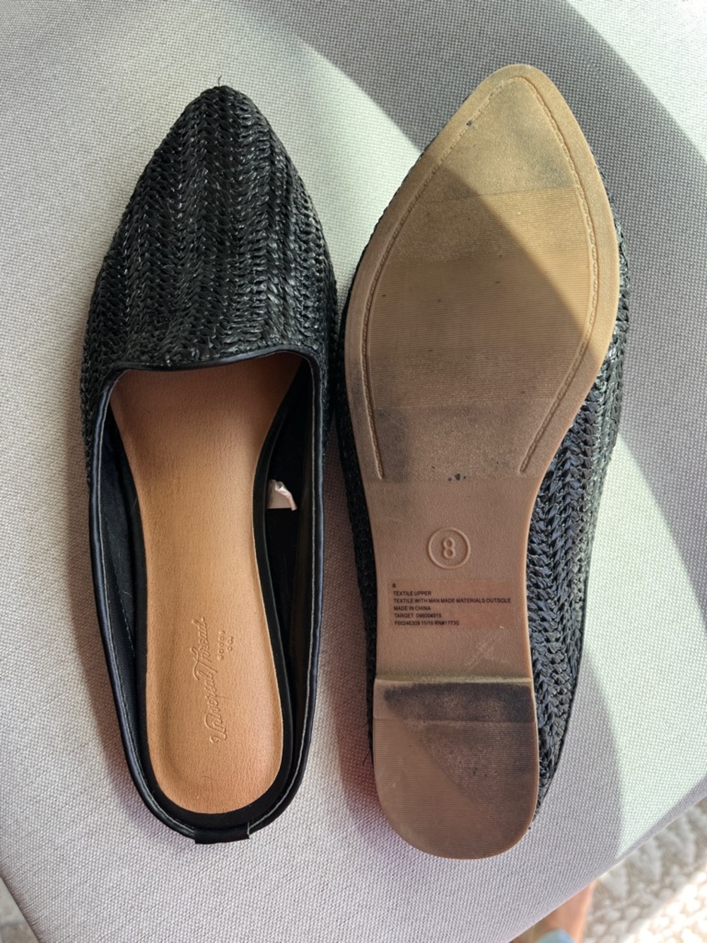 Universal Thread Black Woven Pointed-Toe Flats
